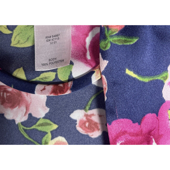 Victoria’s Secret Navy Blue Pink Floral Poly/Satin Short Robe/KIMONO Sz M PRETTY - Picture 7 of 8